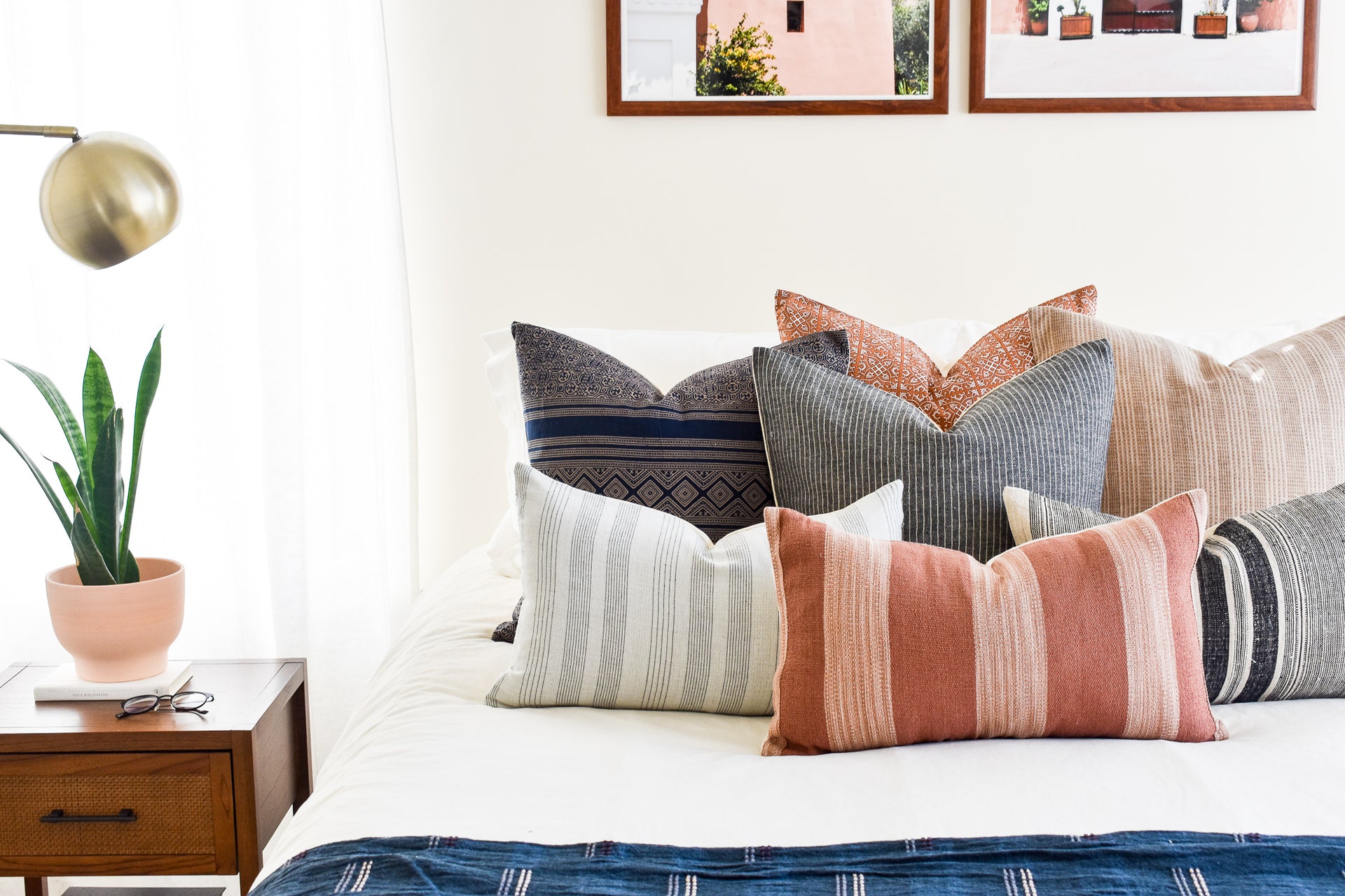 Hmong Striped Sashiko Pillow - Charcoal Gray