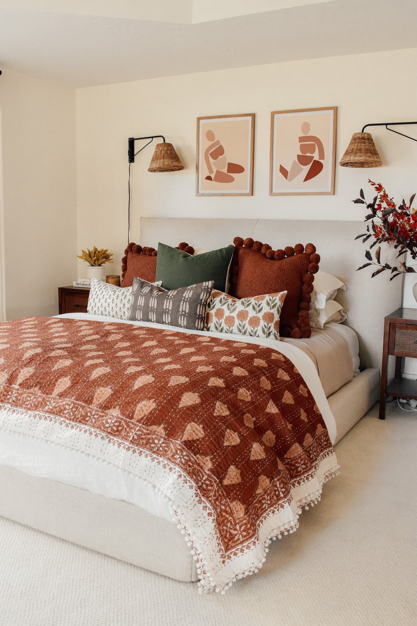 Jane Pom Pom Kantha Quilt - King/Queen Sized